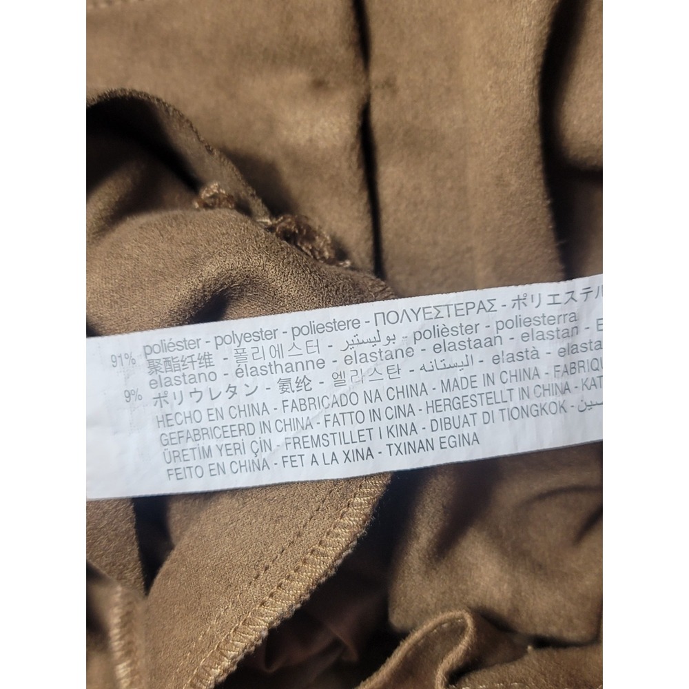 Zara Kids Girls Brown Faux Suede Paperbag Waist Cuffed Shorts Size 11-12 Stretch - Picture 4 of 10